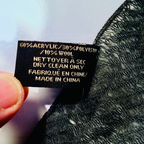 SAACHI Charcoal Gray Wave Pattern Acrylic, Polyester, and Wool Blend Scarf - Picture 10 of 12